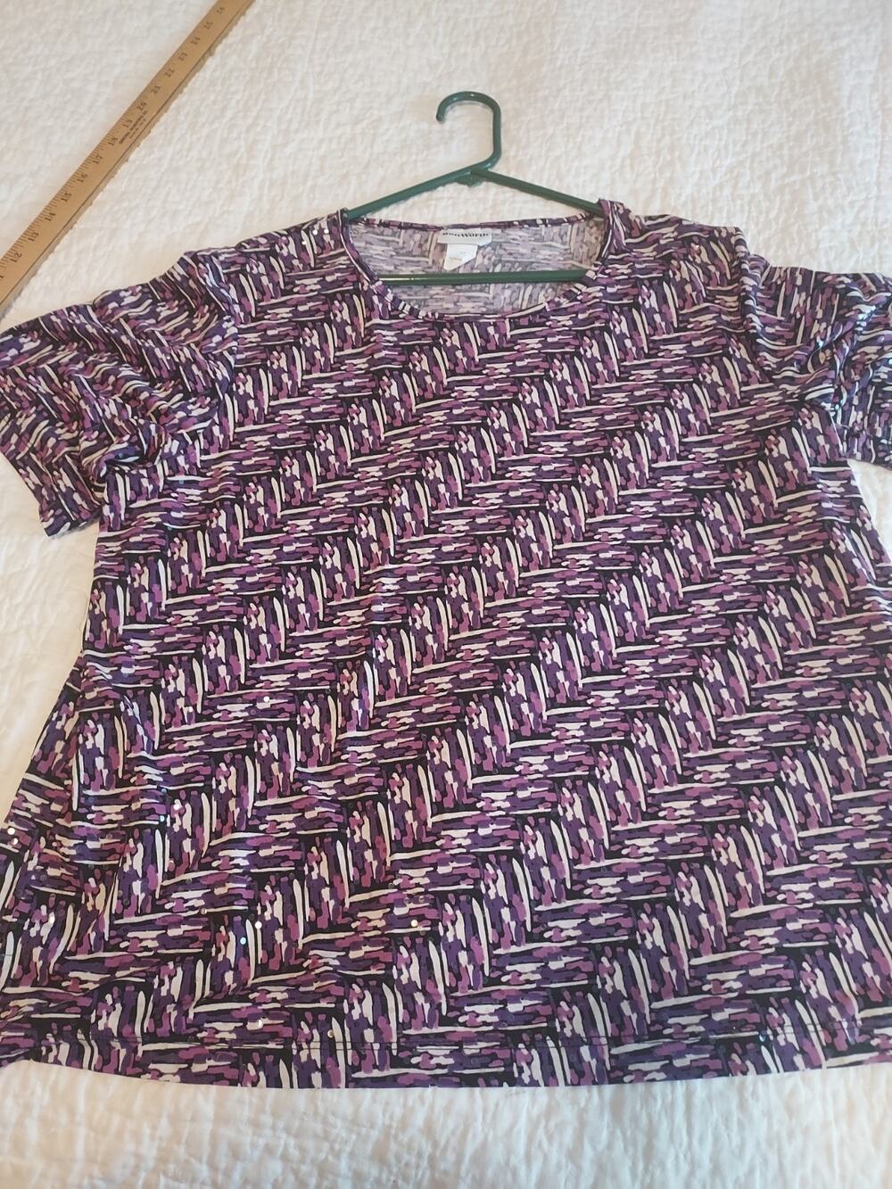BonWorth Blouse Bon Worth Shirt XL Petite XLP USA made Poly Spandex with sparkle